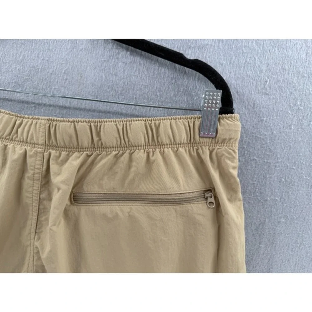 Columbia Shorts Mens L Tan Khaki Water Swim Trunks Mesh‎ Liner Zip Pocket Belted